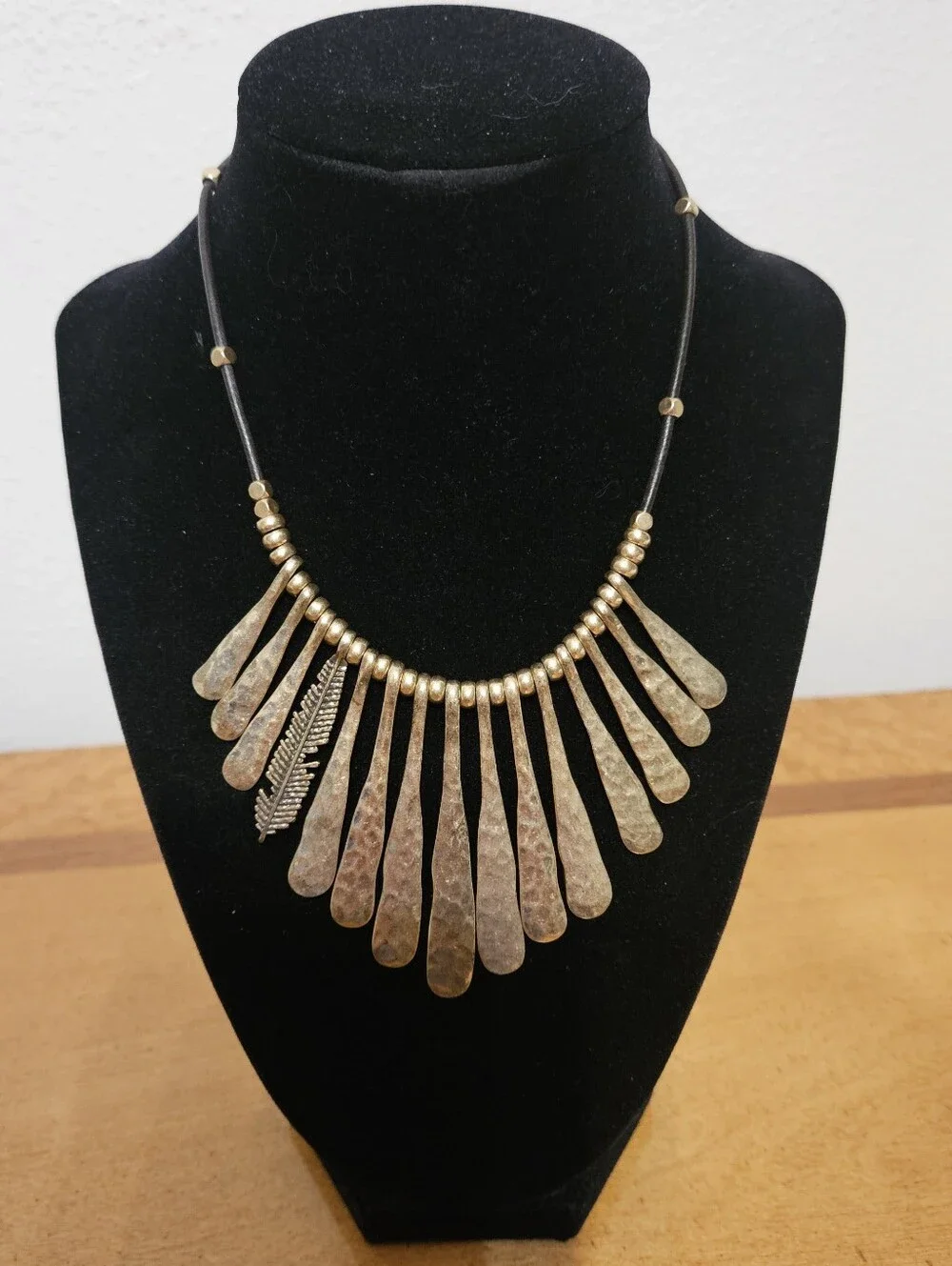 Lucky Brand Goldtone, hammered brass statement necklace 35